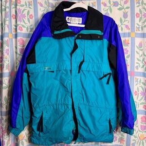 Men’s Vintage 90s Columbia Sportswear Company Teal Color Block Ski Coat